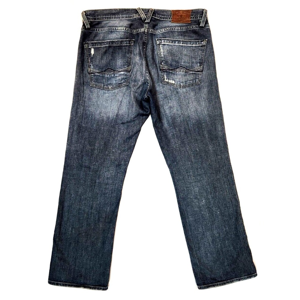 Lucky Brand Cross Road Straight Jeans Mens 32* (Fits 34x30) Blue Whiskered Denim - Picture 2 of 13
